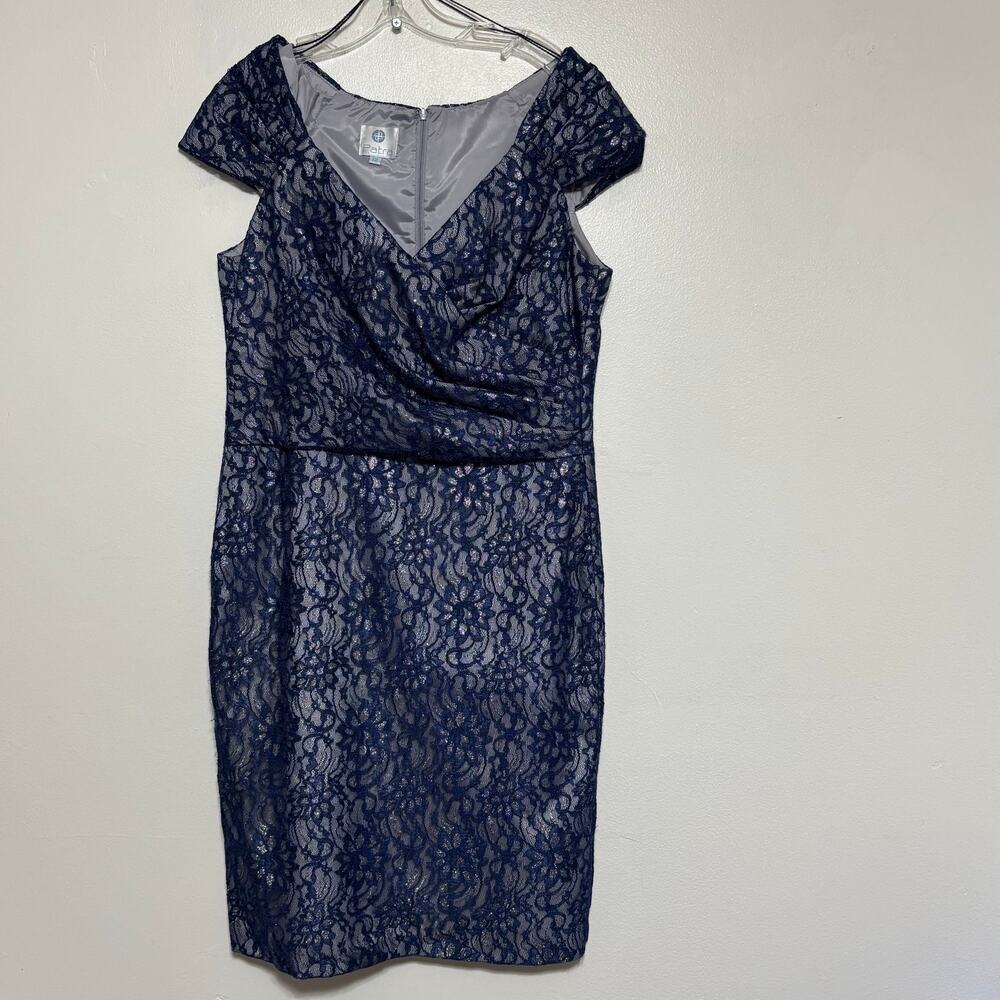 Patra Blue Shimmer Sheath Dress Size 12